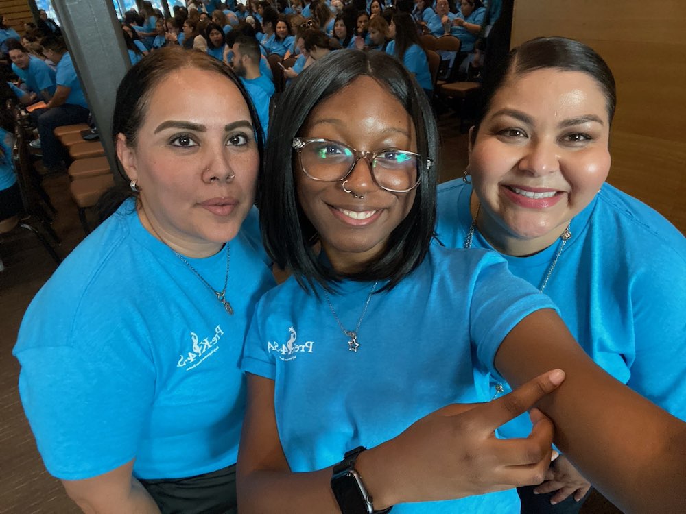 Camyl Delaney and Pre-K 4 SA staff take a selfie