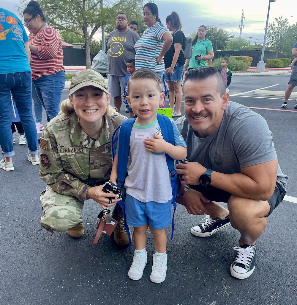 Military Family Dropping off their Child at Pre-K