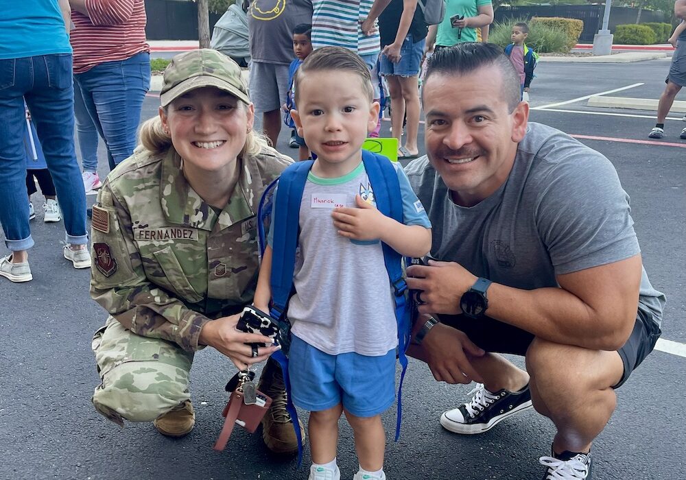 Military Family Dropping off their Child at Pre-K