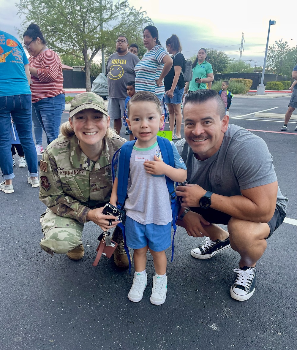 Military Family Dropping off their Child at Pre-K