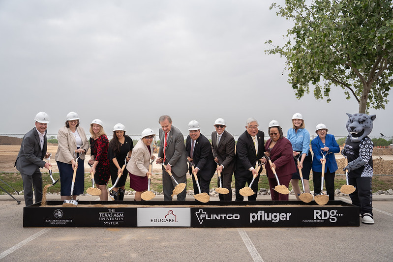 San Antonio leaders shovel up dirt to celebrate the groundbreaking of Educare San Antonio.