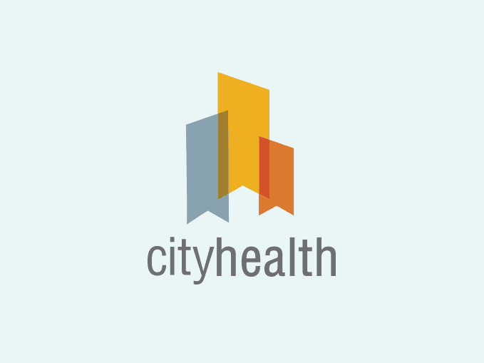 Cityhealth logo with colorful vertical bars and 'cityhealth' text.